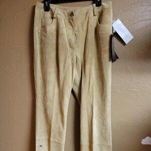 Women's Size 12 Together Tan Suede Pants 4 Snap Buttons at Ankle